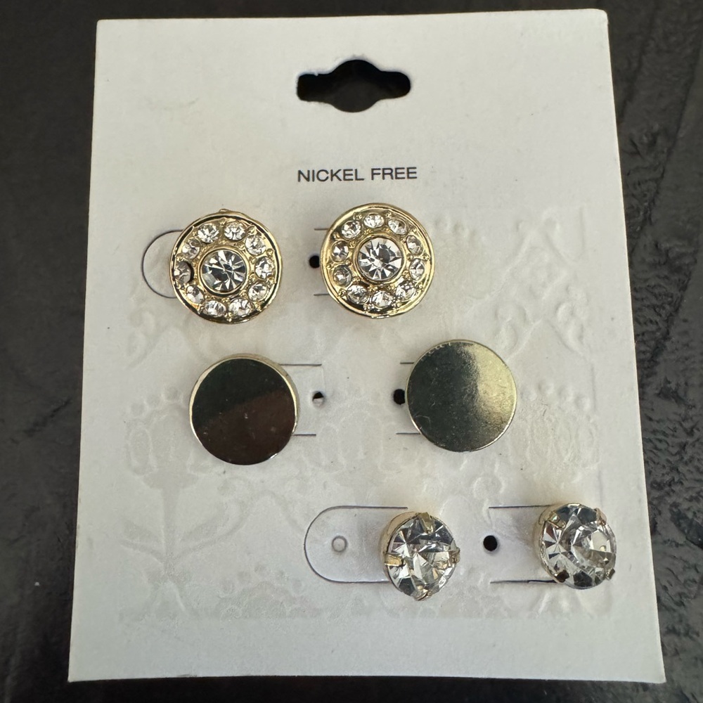 Elegant Gold and Silver Stud Earrings Set